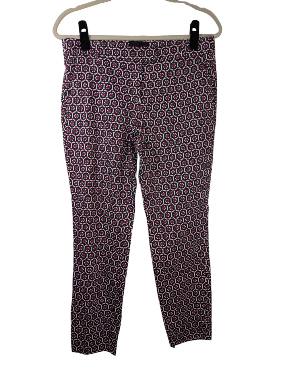 Cynthia Rowley Women's Size 6 Blue & Pink Geometric Print Ankle Chino Pants